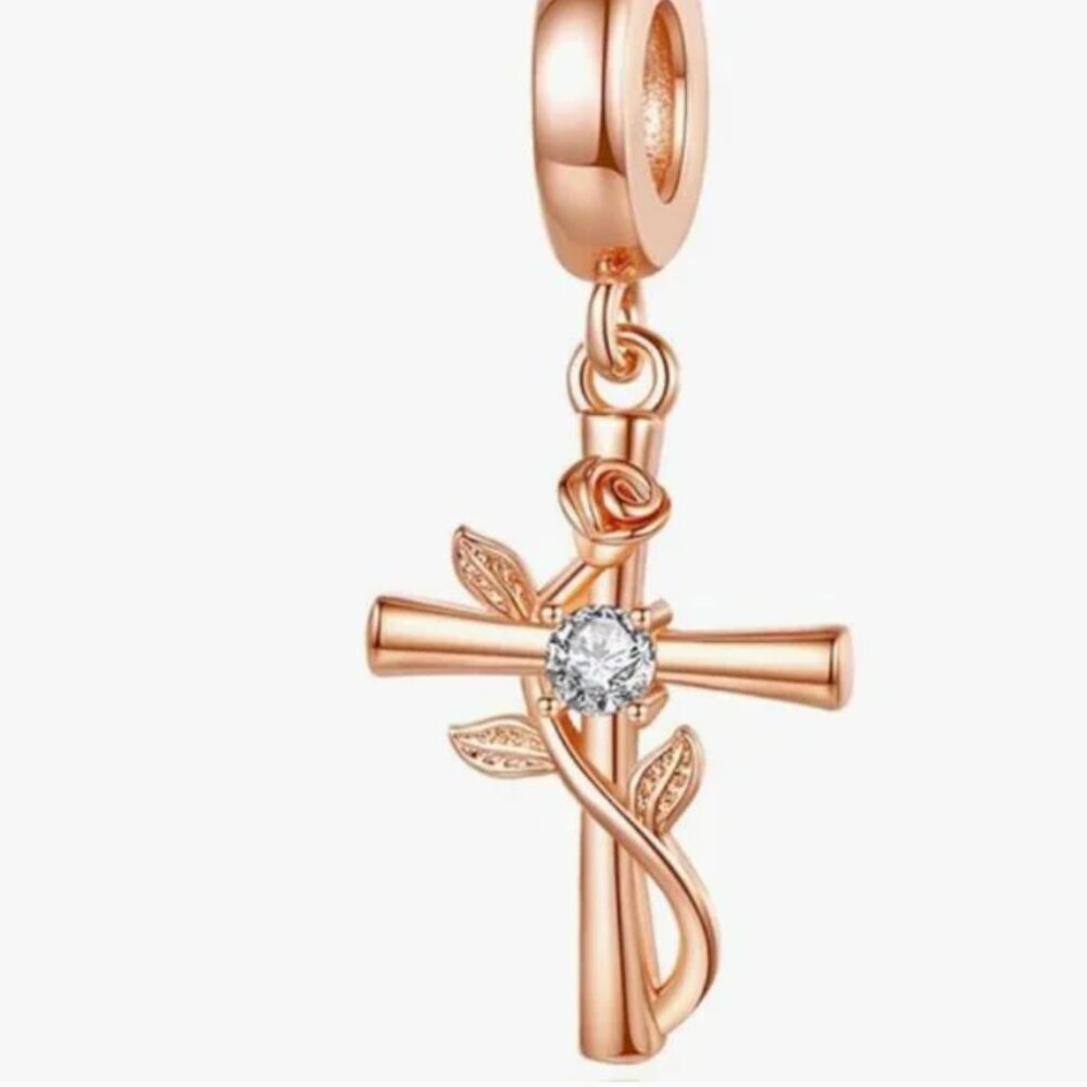 Golden Cross Charm Compatible with Pandora Bracelet